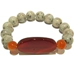 Carnelian Bracelet 03 Stretch Jasper Sesame Orange Red Sard Green Gemstone Healing