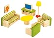 Pintoy: "Living Room" Dollhouse Furniture Wooden Accessory Set compatible with Doll Houses from Pintoy, Plan Toys, etc.