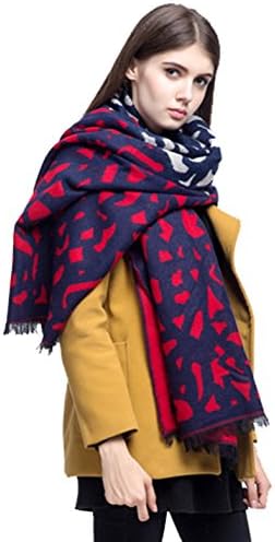 Women Diamond Printed Cashmere Female Thicken Warm Soft Scarf Shawls (Red)