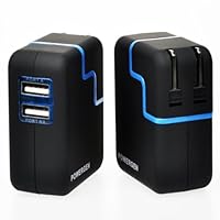 PowerGen Dual USB 3.1A 15w Travel Wall Charger with Swivel plug for Apple iPad 2, New iPad 3, iPhone 5 4s 4 3 3Gs, Amazon Kindle Fire HD DX KeyBoard, Samsung Galaxy Tab - BLACK