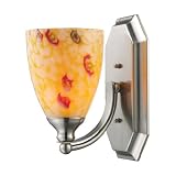 Elk Lighting 570-1N-YW 1 Light Vanity In Satin Nickel And Yellow Blaze Glass