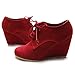 Ollio Women's Shoe Faux Suede Wedge Heel Fashion Ankle Lace Up Boot