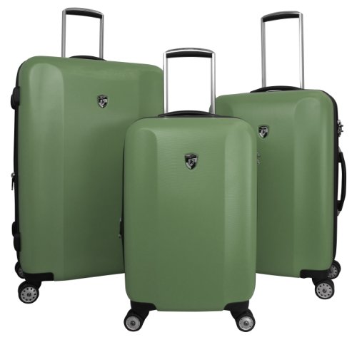 Quad 3 Piece Spinner Luggage Set Color: Army Green