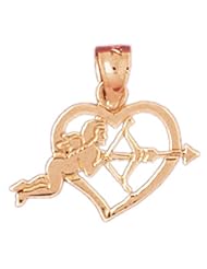 Dazzlers Solid 14k Gold Heart Cupid Arrow Charm Pendant Available in three colors from jewelsberry (weights: 0.8 grams only)