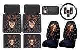 Tasmanian Devil Taz w/ Attitude 8pc Combo Set Front & Rear Floor Mats, Seat Covers, CD Visor Organizer & Steering Wheel Cover