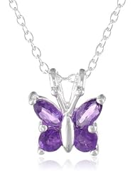 Sterling Silver Gemstone Butterfly Pendant Necklace, 18"