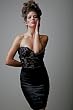 New Sexy Satin Strappy Lace Black Corset Cocktail Dress