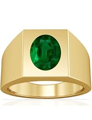 18K Yellow Gold Oval Cut Emerald Solitaire Ring