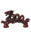 7 Inches Wide Dark Cherry Asian Dragon Statue