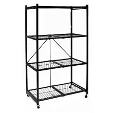 Origami R5-01W General Purpose 4-Shelf Steel Collapsable Storage Rack with Wheels, Large