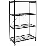 Origami R5-01W General Purpose 4-Shelf Steel Collapsible Storage Rack with Wheels, Large