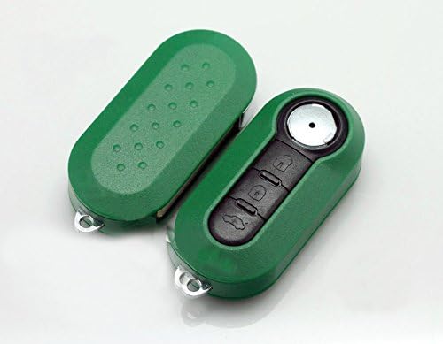 Fiat 500 Remote Flip Key Case 3 Buttons Shell Blank Replacement Fob Uncut New Blade GREEN Color (No Electronics - Empty Case Only)