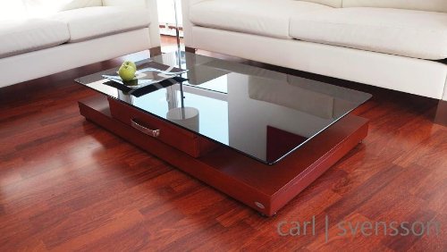 DESIGN COUCHTISCH Tisch V-470 Kirschbaum getÃ¶ntes Glas Carl Svensson NEU