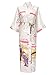 Swhiteme Women's Kimono Robe, Long, One Size, Geisha, White
