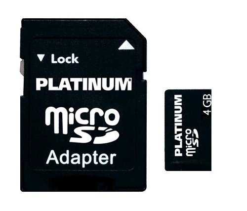 Platinum - Carte Mémoire Micro SDHC avec adaptateur - Class 4 - 4 Go