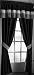 MODERN BLACK / WHITE / GREY FAUX SILK Taffeta Window Curtain / Drape Set with Sheer Backing 120-by-84-Inch