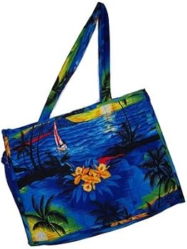 Quilted Beach Bag and Pareo 3 Piece Set, Sunsets and Sailboats on Royal