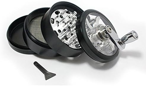 Handle Mill Grinder 4 Piece 2.5" Herb Tobacco Spice Crusher Metal Storage Black