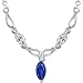 Attractive Marquise Shape Created Sapphire & White CZ Pendant Necklace in Sterling Silver Rhodium Finish