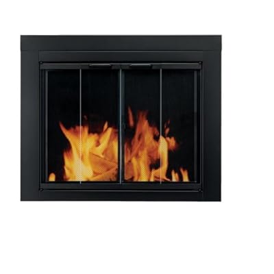 Pleasant Hearth AT-1001 Ascot Fireplace Glass Door, Black, Medium