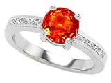 Original Star K(tm) Round 7mm Simulated Mexican Fire Opal Engagement Ring
