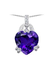 Original Star K (tm) Large Heart Shape 13mm Simulated Amethyst Designer Pendant in 925 Sterling Silver