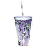 Purple Floral Double Wall Tumbler