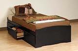 Sonoma Twin Mates Bed in Black Finish with 3 Drawers By Prepac Furniture