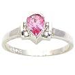 14K White Gold Pink Sapphire and Diamond Ring