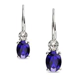 Sterling Silver 3 CT TGW Created Sapphire and White Sapphire Earrings