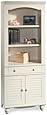 Sauder Harbor View Library with Doors, Antiqued White Finish