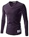 Unisex Slim Fit Casual Tee V-neck Long Sleeve Solid Cotton Tshirts