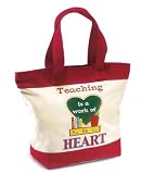 "Teaching Is A Work Of Heart" Canvas Message Tote Bag #37784