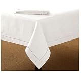 New 60x120 White Hemstitch Single Border Tablecloth