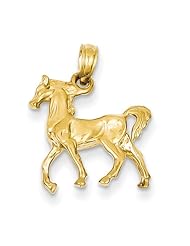 14k Solid Polished 3-Diamensional Horse Charm