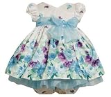 Bonnie Baby Girls Newborn Border Print Shantung Dress, Multi, 6-9 Months