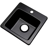 Dekor Sinks 27199Q Duxbury Composite Granite Prep Sink with One Hole, 16", Black