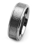 8MM Comfort Fit Tungsten Carbide Wedding Band Celtic Ring For Men & Women (5 to 15) Cobalt Free
