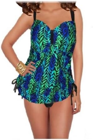 Beach Native Cascading Blue Plus Size 2-Pc Tankini Swimsuit (24W)
