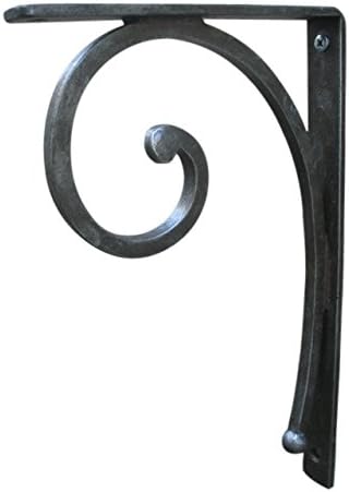 Shoreline Small 9"DX15"L Decorative Wrought Iron Angle Bracket for Granite, Shelf or Other Support for Interior/Exterior Use-Nickel/Steel