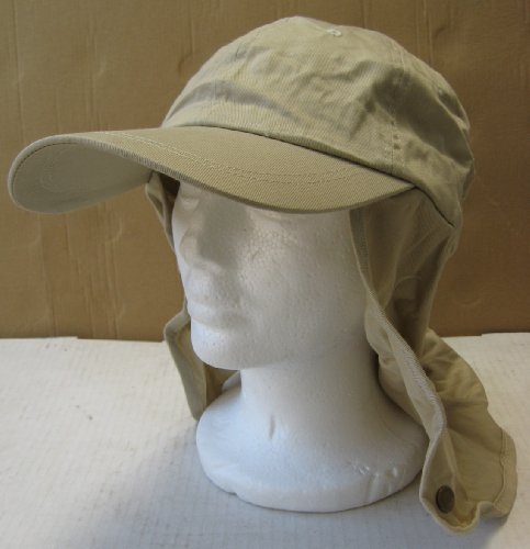 Beige Legionnaire Neck Cover Hat - Elastic Fitting - One Size Fits All - 100% Cotton - 50 UPF - Helps to protect neck and head from sunlight and harmful UV rays - Great gift for outdoor activities like snowboarding, skiing, gardening, hiking, biking - Black Friday