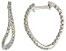 14k White Gold 3/4 (19mm) tall Hoop Earrings, w/ 0.45 Carat Round Brilliant Diamonds