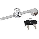 uxcell　ガラス　ロック　ショーケースロック　プッシュ式 スライド ロック 2鍵付き