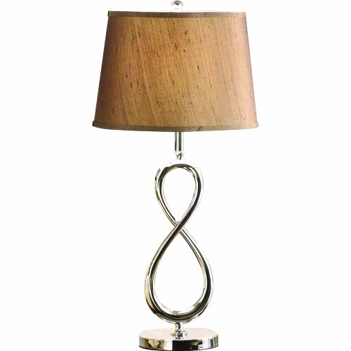Yosemite Home Decor PTL2061 Portable Table Lamp with Coffee Silk Shade, Polished Nickel