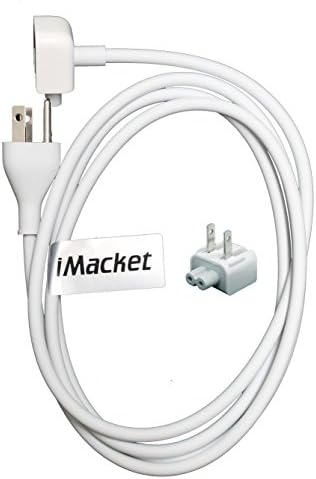 iMacket - AC Extension Cord with US Duck Head Wall Plug for Apple MacBook Pro, MacBook Air, Mag Safe 1, 2 85W 60W 45W, A1278, A1181, A1286, AC Adapter Volex Cable (US Style, Certified)
