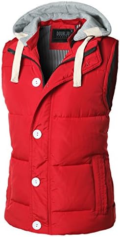 SJSP Women Casual Puffer Body Warmer Hooded Down Vest RED,L