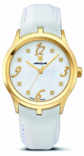 Hanowa Women's 16-6000.02.001.10 Timeless Mother-Of-Pearl Gold-tone Leather Watch