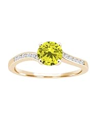 0.94 Ct Round Canary Diamond White Topaz 925 Yellow Gold Plated Silver Ring