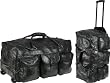 Black Leather Travel Patchwork Wheeled Duffle Bag - 25" x 13" x 12"