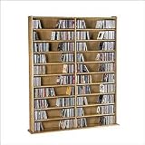 Wood Tech Solid Hardwood Large Media Storage Rack - MM-1200 Oak